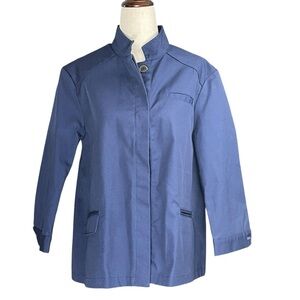 Amour Vert Organic Cotton Navy Blue Boxy Lightweight Cropped Jacket Size Small